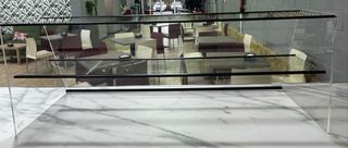 Vitrina de barra de cristal y plástico