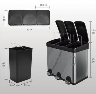 Cubo de basura triple con pedales - Amig