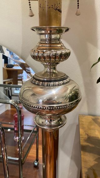 Lámpara de pie vintage naranja y plateada