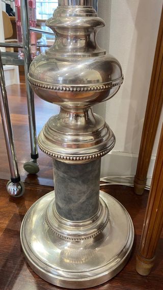 Lámpara de pie vintage naranja y plateada