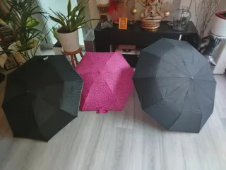 Pack 3 Paraguas Negro y Rosa