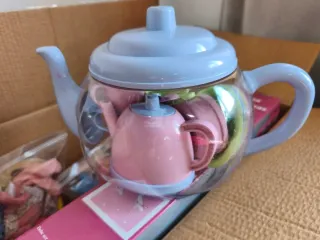 Juego de té infantil con panera de Peluche y fruta