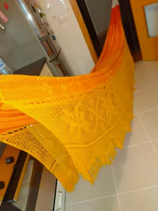 Hamaca colombiana, artesanal naranja y amarillo