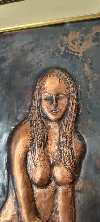 Quadro Rame Vintage Nudo Donna Bassorilievo