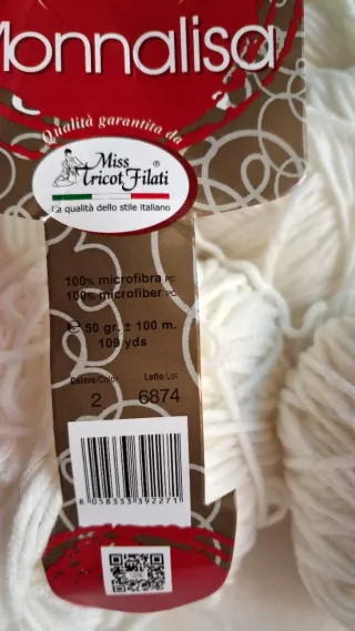 6 Gomitoli Monnalisa bianchi, panna, Miss Tricot