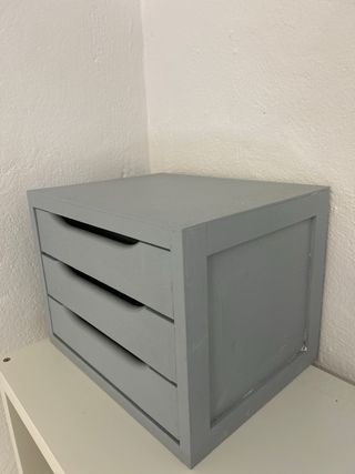 Mini cajonera escritorio madera gris