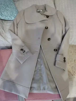 Abrigo de paño mujer beige