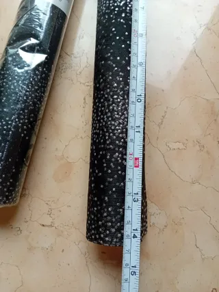 Runner Tessuto Glitter Nero Argento h 36cm 2roroli