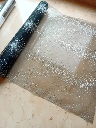 Runner Tessuto Glitter Nero Argento h 36cm 2roroli