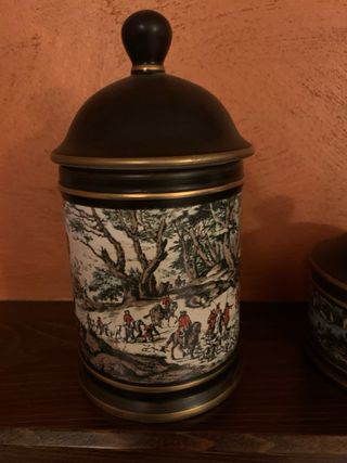 Coppia Barattoli Porcellana Decorati