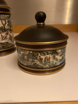 Coppia Barattoli Porcellana Decorati