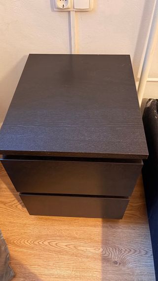 Comodino notturno Comoda MALM IKEA 2 cassetti nero-marrone