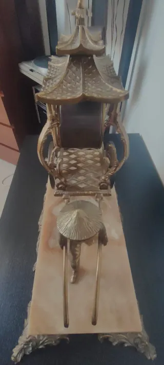 Reloj de sobremesa antiguo mármol y bronce