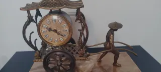 Reloj de sobremesa antiguo mármol y bronce