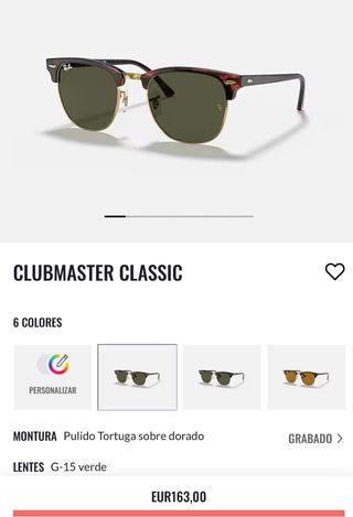 Gafas Ray-Ban Clubmaster Clásicas Marrón/Dorado