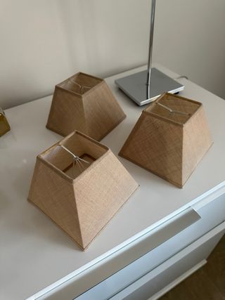 Pantallas de lámpara en tela,  1 marrón , 3 beige