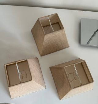 Pantallas de lámpara en tela,  1 marrón , 3 beige