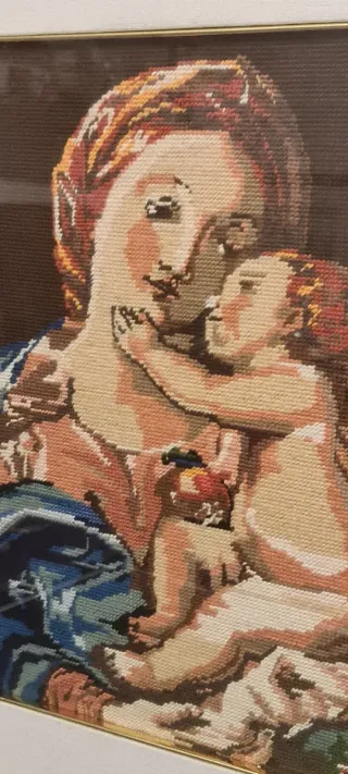 Quadro ricamato Madonna con Bambino