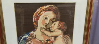 Quadro ricamato Madonna con Bambino