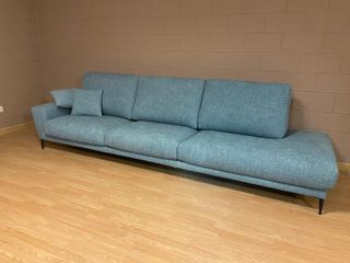 Sofá 5 plazas azul tela