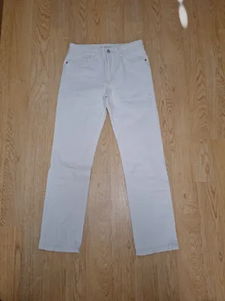 Pantalón vaquero blanco recto talla 40