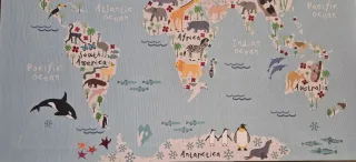 Cuadro infantil mapa del mundo animales