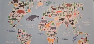 Cuadro infantil mapa del mundo animales