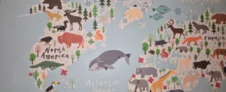 Cuadro infantil mapa del mundo animales