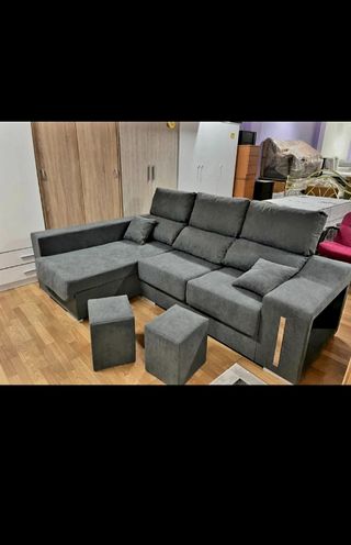 Sofá modular gris de tela
