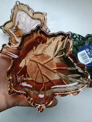 Set 4 posacenere vetro a forma di foglia