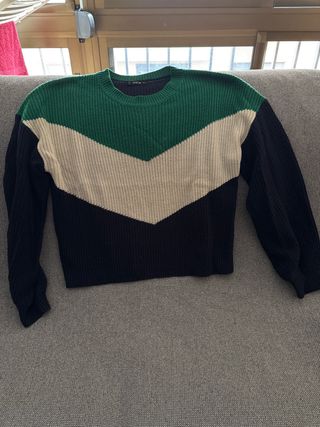 Jersey SHEIN Chevron Verde, Beige y Negro Talla S