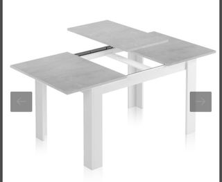 Mesa comedor extensible gris y blanca