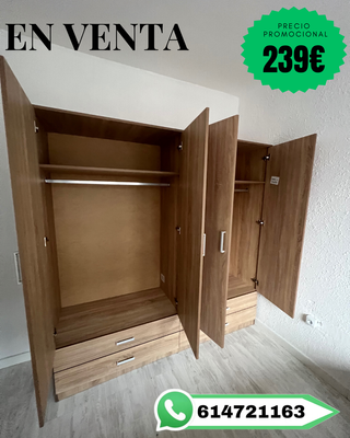 Armario de madera color beige y marrón