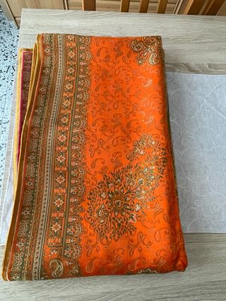 Mantón reversible fallera naranja y verde