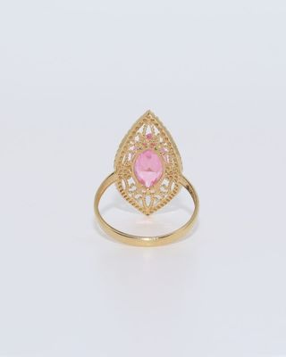 LANZADERA PEQUEÑA PIEDRA ROSA CIRCONITAS. Oro 18K.