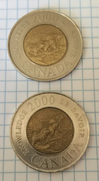 8 monete da 2 dollari canadesi Toonies 1996-2008