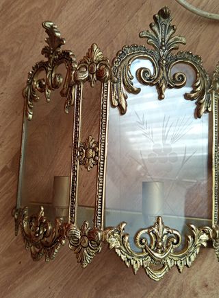 Aplique de pared antiguo latón y cristal