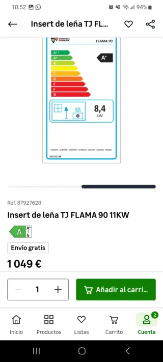 Insert leña FLAMA 90 11KW