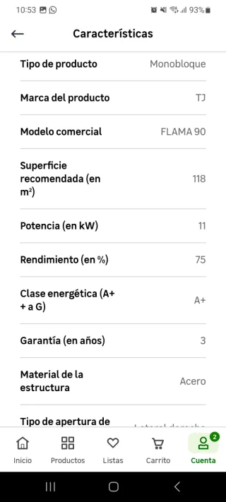 Insert leña FLAMA 90 11KW