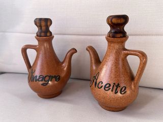 Set de Aceite y Vinagre de Cerámica Vintage 1980.