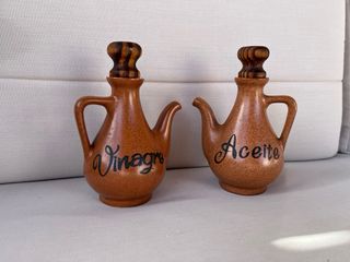 Set de Aceite y Vinagre de Cerámica Vintage 1980.
