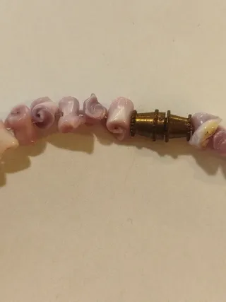 Collana vintage perline rosa e viola