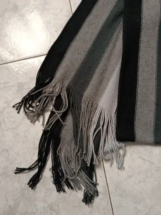 Bufanda Hombre Rayas Gris y Negro