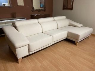 Sofá Chaislong Beige/Blanco