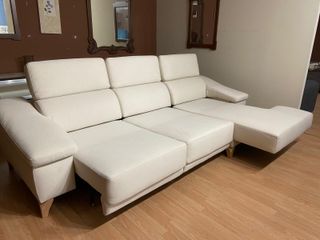 Sofá Chaislong Beige/Blanco