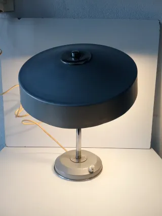 Lámpara sobremesa vintage gris metal