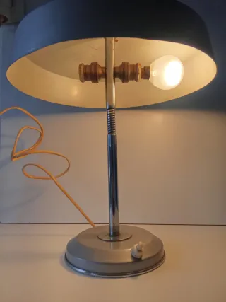 Lámpara sobremesa vintage gris metal