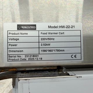 Armario Calienta Platos 2 Puertas