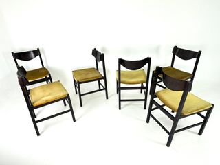 Set 6 sedie vintage velluto e legno
