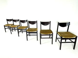 Set 6 sedie vintage velluto e legno